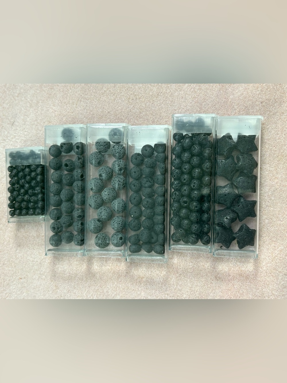 "Black Lava" Double Gemstone Beads of the Month Club lot of 5 tube beads